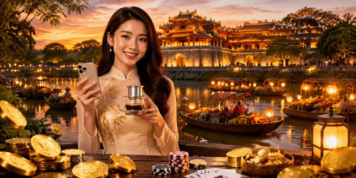 Người chơi bài tại Huế bên cốc cà phê Việt thưởng thức trò chơi bài trực tuyến